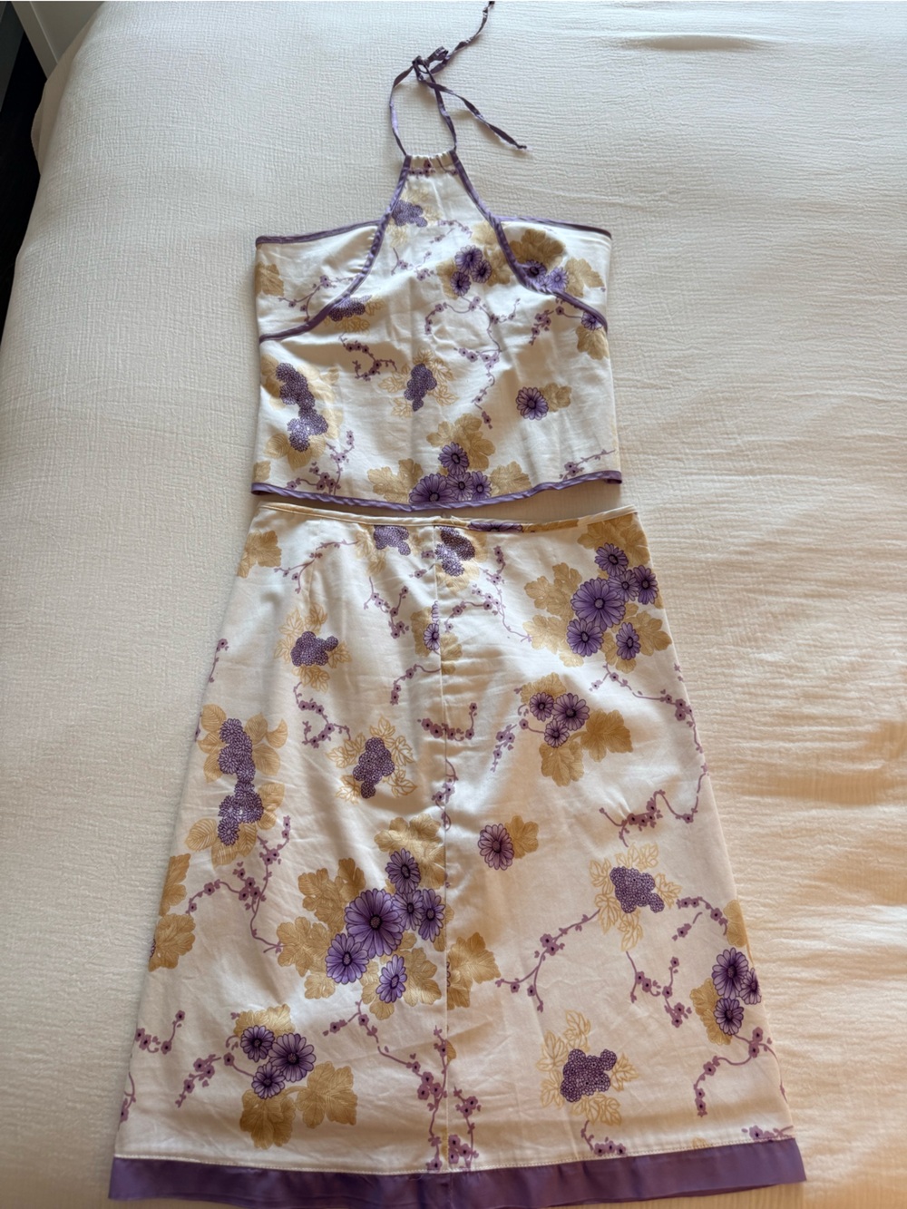 RW&CO. Purple Floral Halter Top and Skirt Set
